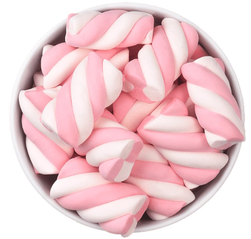 The Hampton Candy Company Pink & White Marshmallow Twists, 8.8 Oz. Bag, Pink Candy, Bulk Marshmallows, Docile sold by The Hampton Candy Company