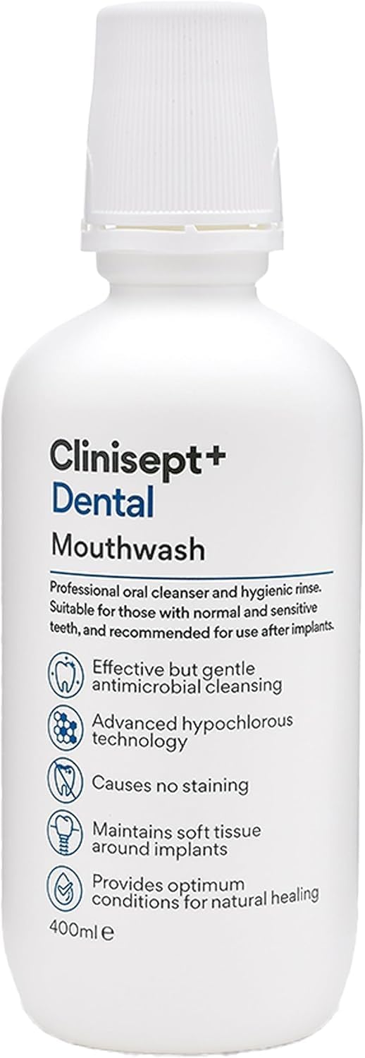 Clinisept+ Dental Oral Cleanser – High Purity Hypochlorous Cleaner and Mouthwash, Sting Free, Alcohol Free Mouthwash for Superior Oral Hygiene (400ml)