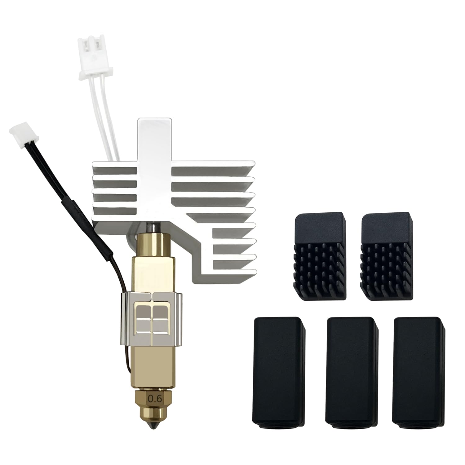 0.6MM Ceramic Hotend for Centauri Carbon Print Head Extruder Kit Hot End Heat Sink Hardened Steel Brass Nozzle with Extra 2PK Silicone Cover and 2PK Nozzle Brushes for Elegoo Centauri