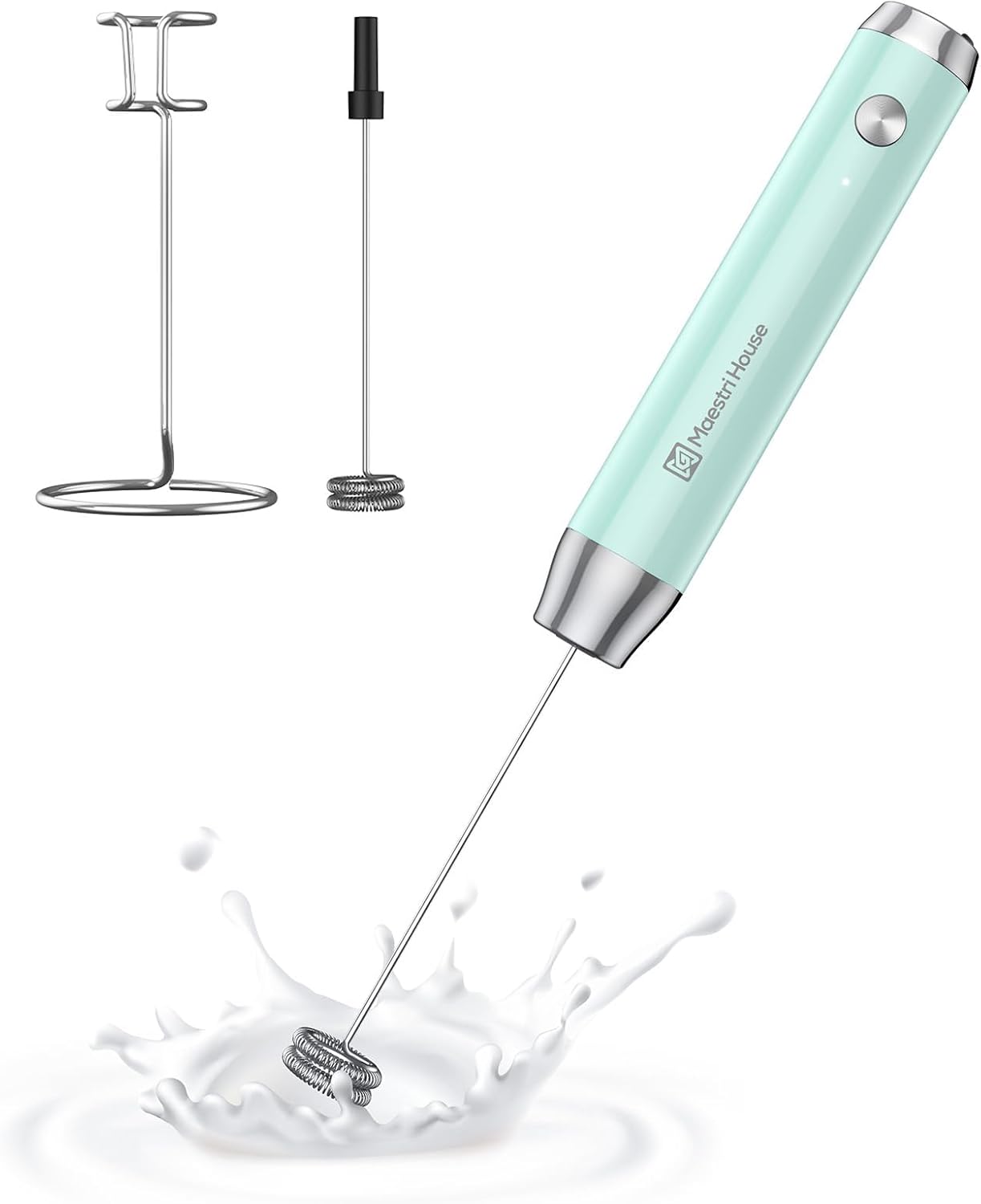 Maestri House LunaFro Rechargeable Milk Frother,Stand & 2 Detachable Whisks
