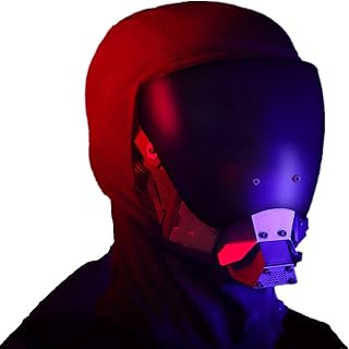 Punk Mask Cosplay for Men, Cycling Mask Detachable Cyberpunk Mask Black Helmet Accessory Futuristic Techwear Cosplay for Halloween Mask