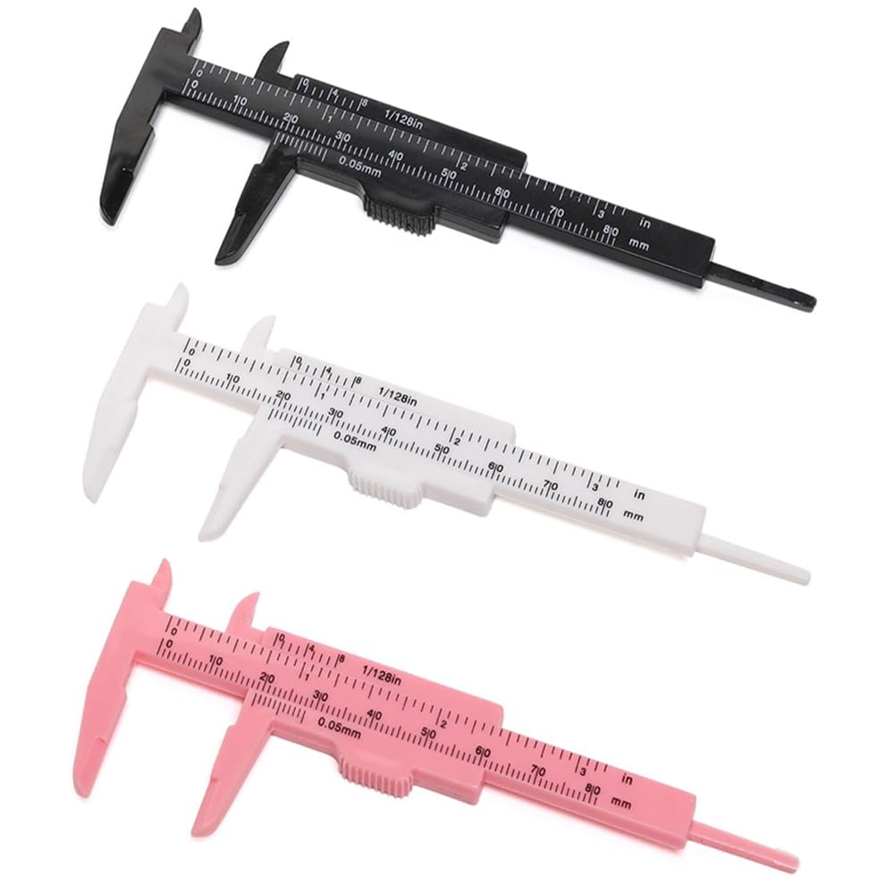 3PCS Digital Vernier Caliper - Double Scale Plastic Metric & English for Jewelry, Carpentry, Office, Garage & Students (80mm)