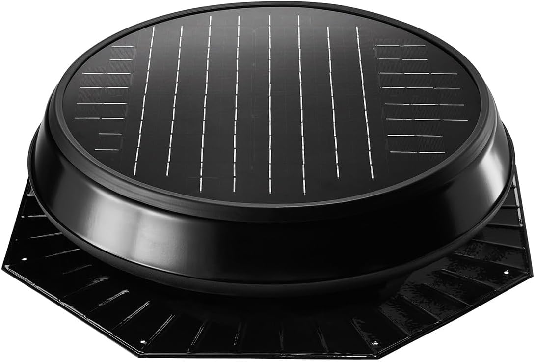 Solatube® Roof Mount 2400, 33 Watt Solar-Powered Attic Fan, Energy-Efficient Ventilation for Attics (Low Profile Flashing)