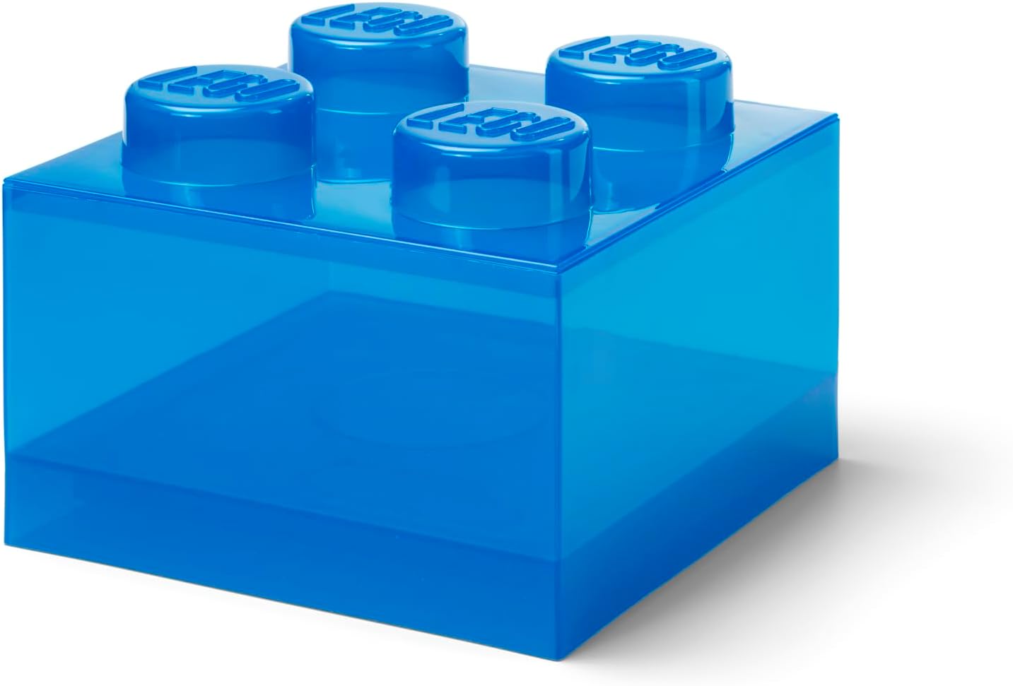 Room Copenhagen LEGO Storage Brick 4 Knobs Translucent Blue - Stackable Plastic Storage Box with Lid for Kids and Adults Desk Organizer and Toy Box