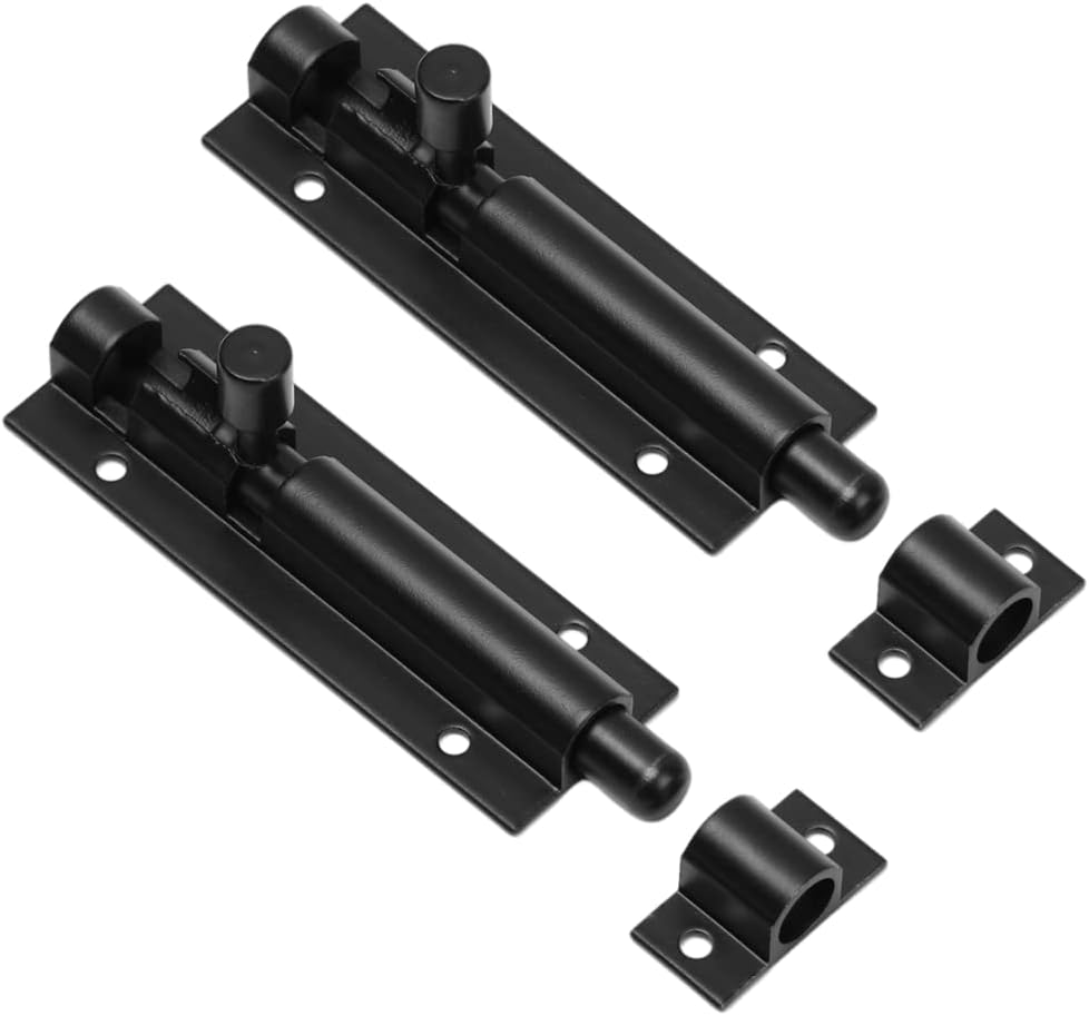 2 Set Door Lock Bolts Shed Door Tower Bolt Heavy Duty Black Door Bolt Latch Slide Barrel Door Bolt Security Lock Latch with Screws for Internal Door Shed Bathroom Toilet Shed (Black, 3inch)
