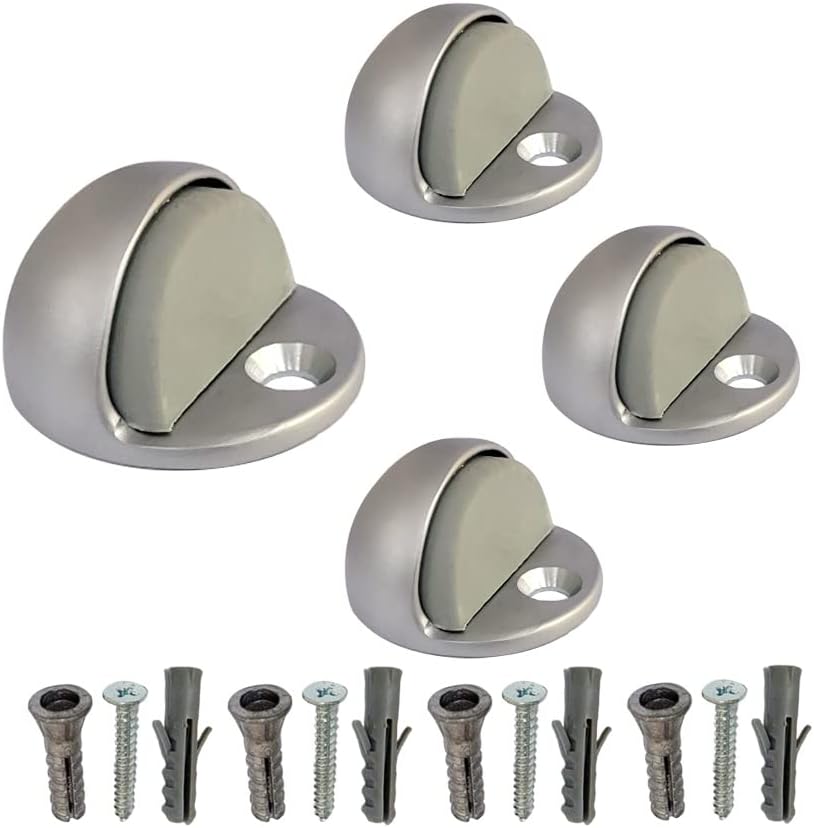 QCAA Low Dome Floor Door Stop, H 25.4 x Diameter 44.5mm, Zinc Die Cast, Satin Nickel, Made in Taiwan, 4 Pack