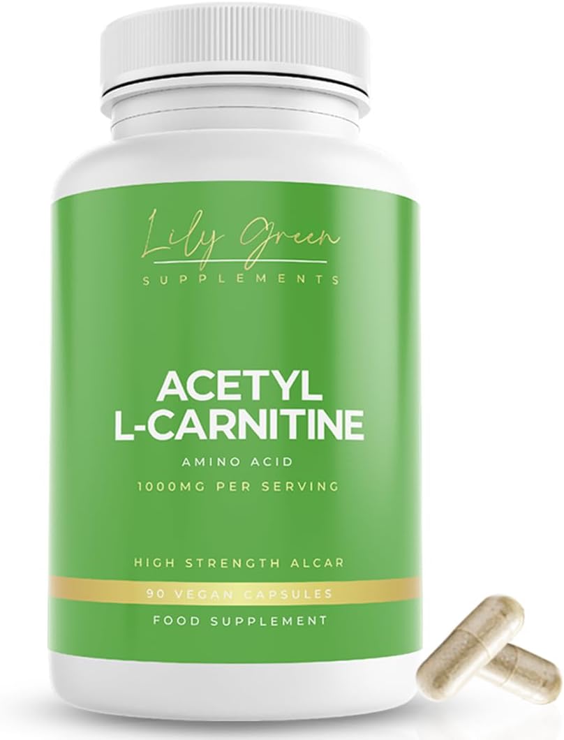 Lily Green Acetyl l Carnitine Capsules | 1000mg Per Serving Acetyl-l-Carnitine Nutritional Supplements | High Strength ALCAR | Non-GMO & No Artificial Fillers | 90 Vegan Capsules | Made in UK