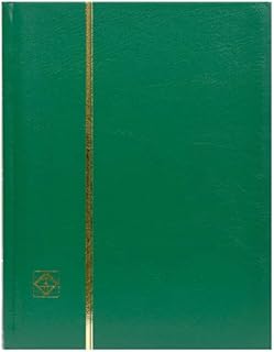 Stamp Album Stockbook by Lighthouse 32-Black Page Stamp Stock book LS2/16 Green (Size: 6 1/2" x 9")