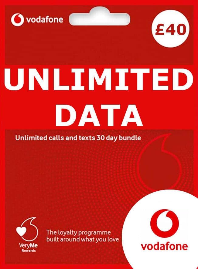 Vodafone Sim Card £40 Unlimited Data, texts and calls