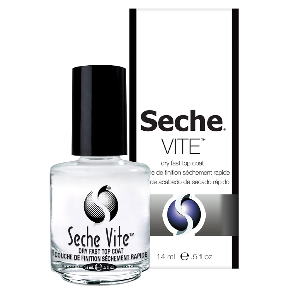 Seche Vite Dry Fast Top Coat Nail Polish - Quick Dry, Long Lasting, Clear Nail Polish, Made in the USA, 0.5 fl oz