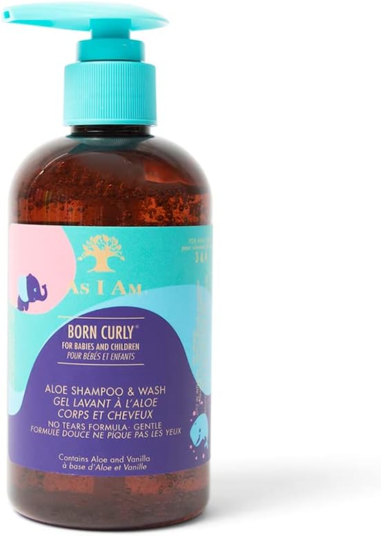 As I Am Born Curly aloe Shampoo & Wash 240ml/8oz (kids), clear, (Pack of 1)