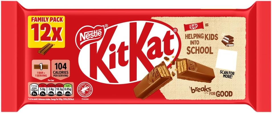 KitKat 2Finger Milk Chocolate Biscuit Bar 12pack, 12 x 20.7g