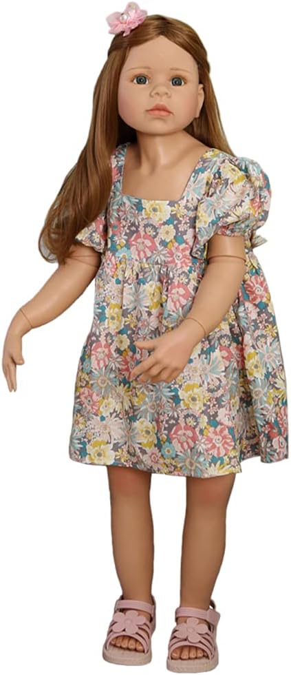 YIHANGG 98CM Original Reborn Toddler Doll Princess Baby Girl 3-4 Years Old Real Baby Dress Model Ball Jointed Full Body Silicone