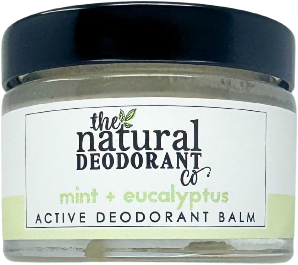 The Natural Deodorant Co, Active Deodorant Balm Mint + Eucalyptus 55g | Aluminium Free, Plastic Free, Natural Ingredients, Extra Strength Protection