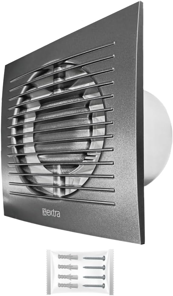 H&C VENT Anthracite 4 inch 100mm Extractor Fan │ Inline Exhaust Fan │For Kitchen Bathroom Shower Toilet Wall Ceiling Window Kit │ Silent Humidity centrifugal fume fan │ Ventilation Duct fan