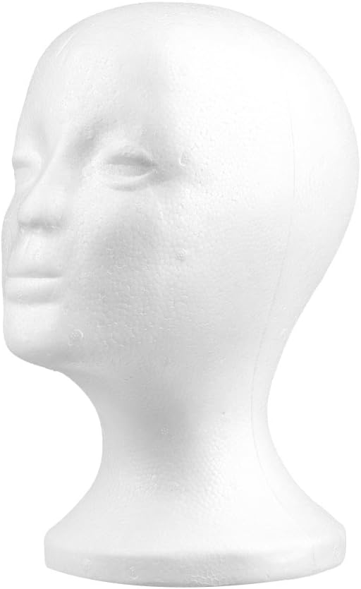 Gadgetking Female Styrofoam Mannequin Manikin Head Model Foam Wig Hair Glasses Display Sunglasses White Shop Art Craft Dummy Stand Polystyrene Decoration Decorating Poly Fake Canvas Short Small