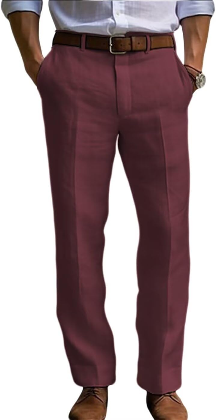 Vintage Men’s Dress Pants Cotton Linen Summer Beach Casual Trousers Loose Fit Comfort Outdoor Holiday Daily Vacation Pant