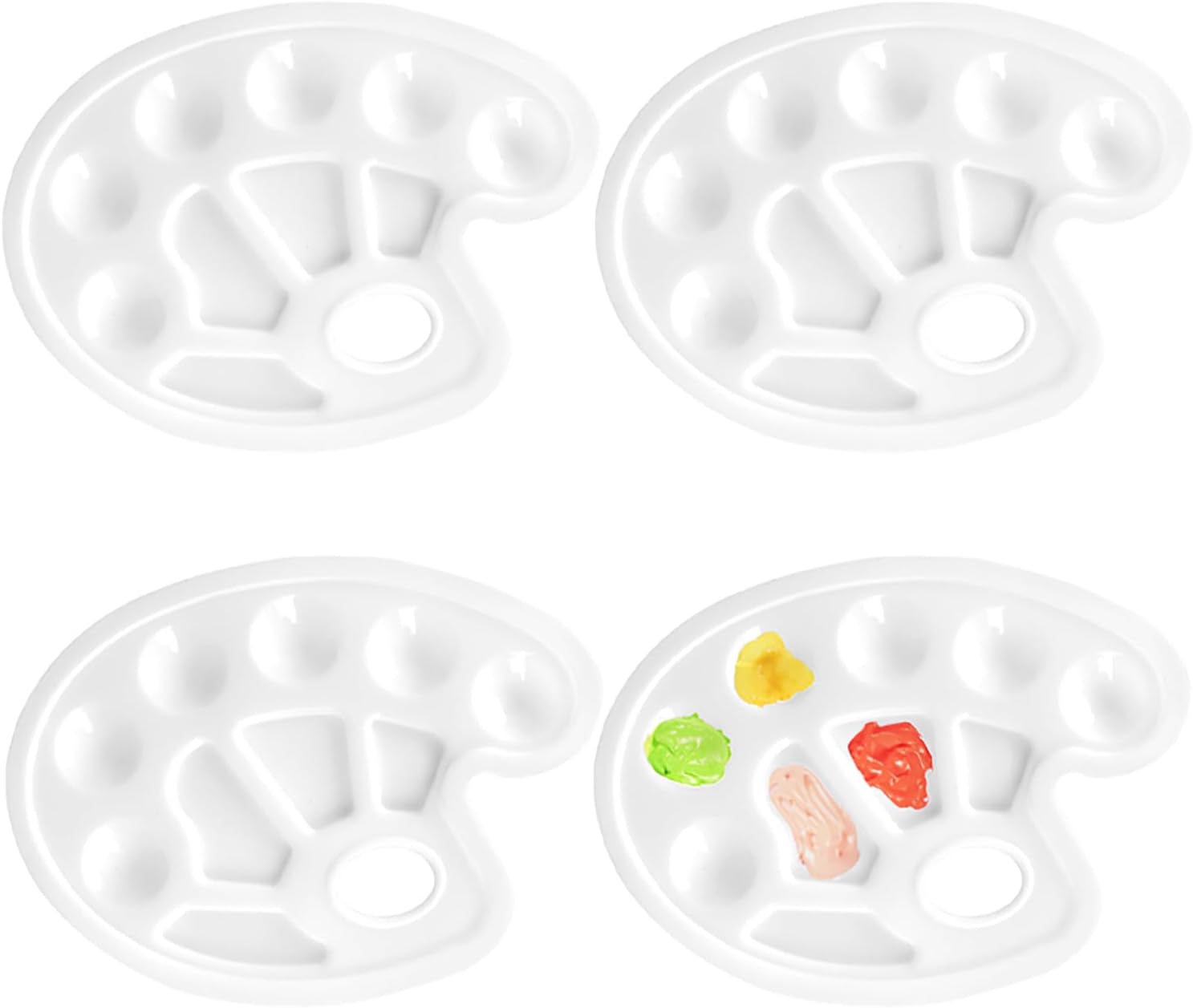 4 Pcs Paint Palettes,Plastic Paint Pallets, Mixing Palette for Painting and Oil for Watercolor Acrylic and Oil DIY Craft Professional Art Painting