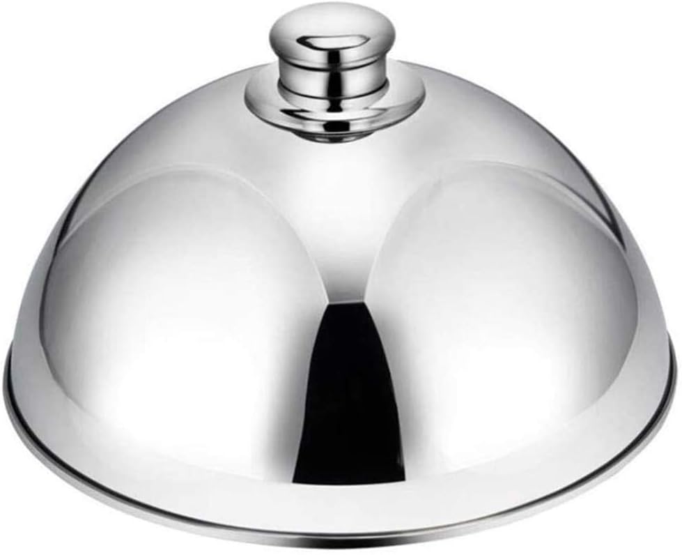 Food Dome Plate Cover Cloche Dinner Plate 10inch Stainless Steel Cloche Food Cover Dome Serving Plate Dish Dining Dinner Serving Plate for Home Kitchen Restaurant Cafe (Silver)