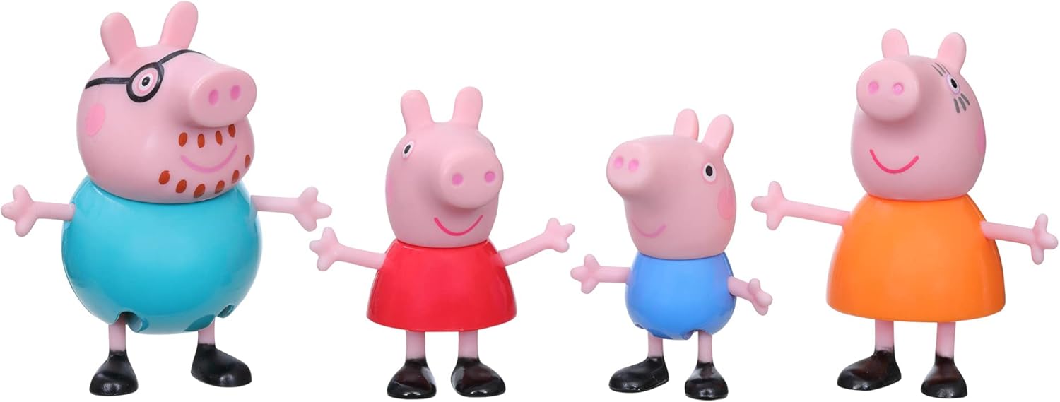 Peppa Pig Peppa's Adventures Peppa's Family Figure 4-Pack in Pajamas, Ages 3 and Up