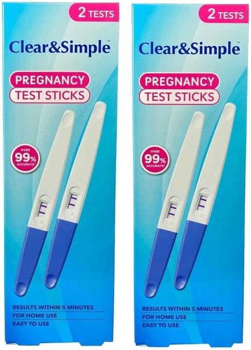 Clear and Simple Pregnancy Test 4 Pack – Early Detection 99% Accurate HCG Urine Sticks | Fast Results Within Minutes | Home Testing Kit Sensitive and Easy to Read for Women