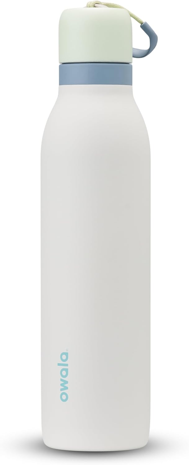 Owala FreeSip Twist Insulated Stainless Steel Water Bottle with Straw for Sports and Travel, BPA-Free, 24-oz, Green/White (Iced Breeze)