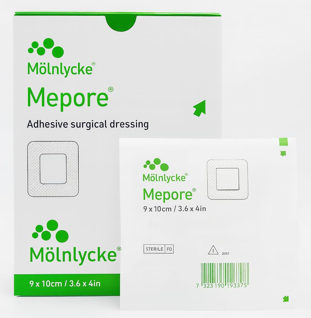 Mepore Adhesive Wound Dressing 9cm x 10cm - Box of 50 | Gentle and Secure Wound Protection | Low-Adherent, Breathable, and Conformable First Aid Dressing