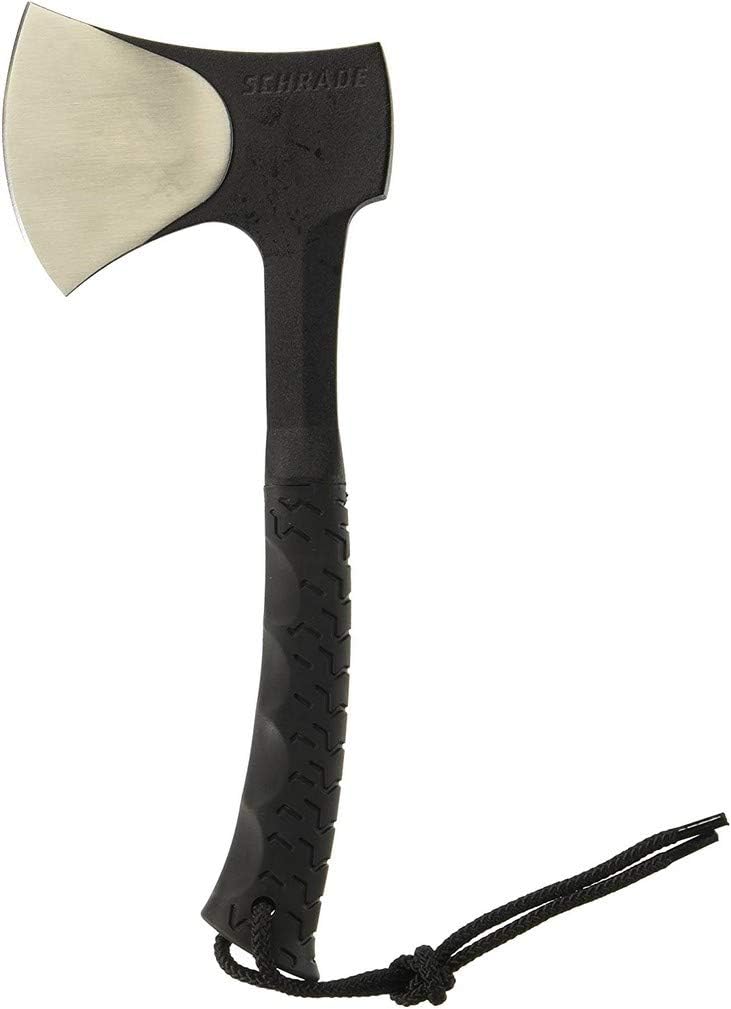 Schrade Delta Class Bedrock Camp Axe 11.1in Full Tang Hatchet with 3.6in Stainless Steel Blade and TPR Handle for Outdoor Survival Camping and Everyday Tasks