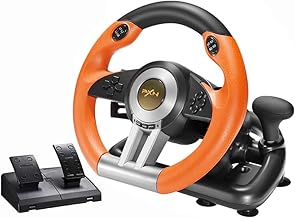 PXN PC Racing Wheel, V3II 180 Degree Universal Usb Car Sim Race Steering Wheel with Pedals for PS3, PS4, Xbox One, Xbox Series X/S, Nintendo Switch (Orange)