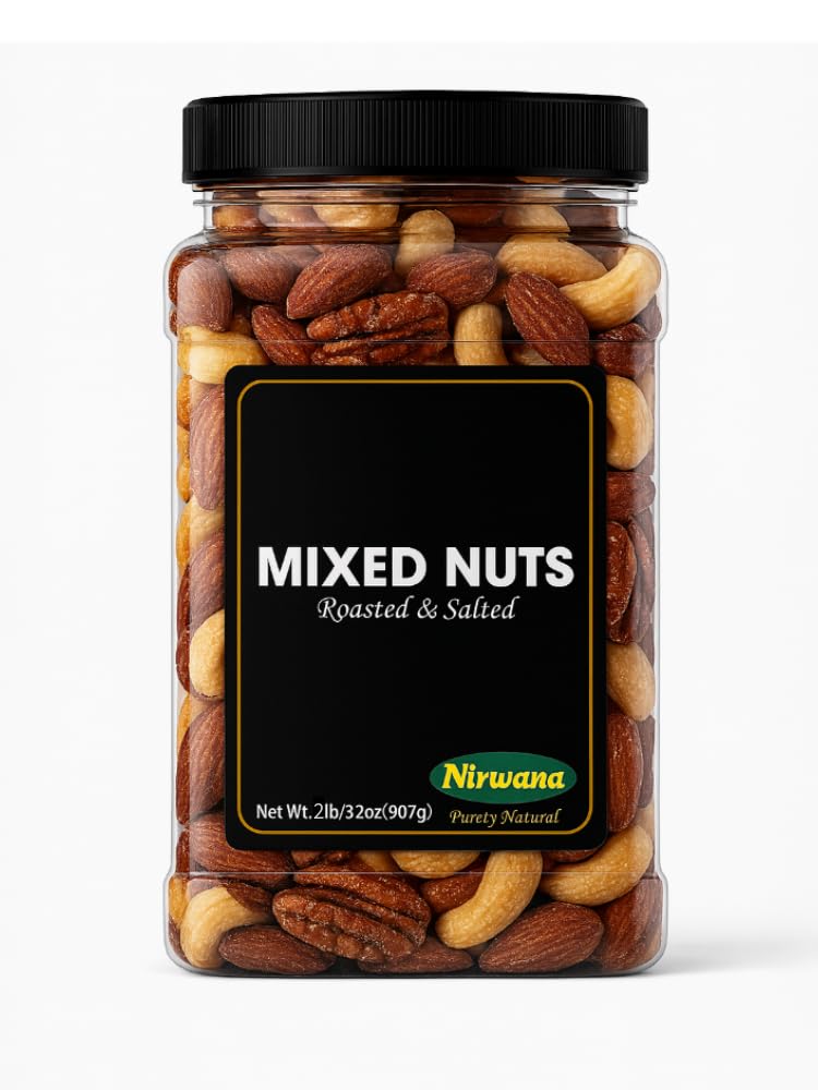 Mix Nuts Roasted & Salted – Premium Nut Blend in Resealable Jar – Almonds, Cashews, Walnuts, Pecans, Pistachios – Pantry Staple Snack