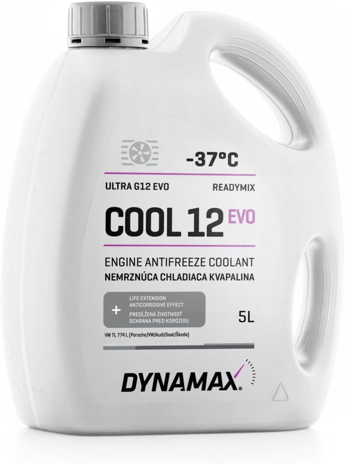 Dynamax Cool G12 EVO Antifreeze Coolant READY MIX -37° 5 Litres, Light Red/Violet (Purple) Coolant