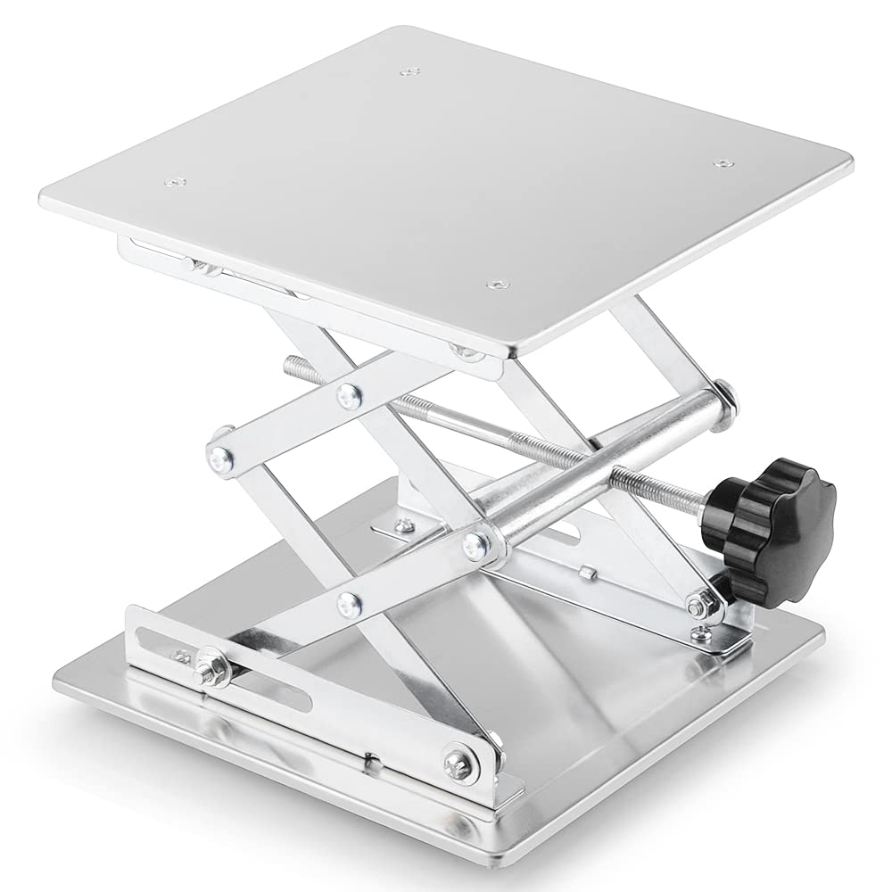 Labasics Lab Scissors Jack, 300 x 300 mm Stainless Steel Laboratory Support Jack Platform Lab Lift Stand Table, Expandable Lift Height Range from 100 mm to 460 mm, Support Weight 25KG