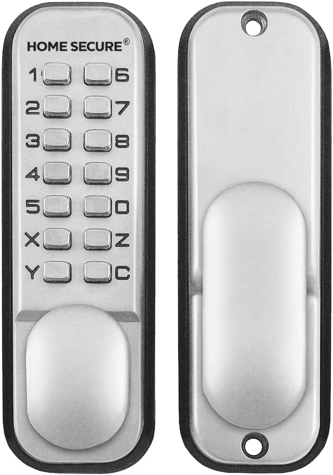 Digital Code Lock Door Lock - Chrome - Weather Resistant KeyPad Combination Key Coded Button Lock