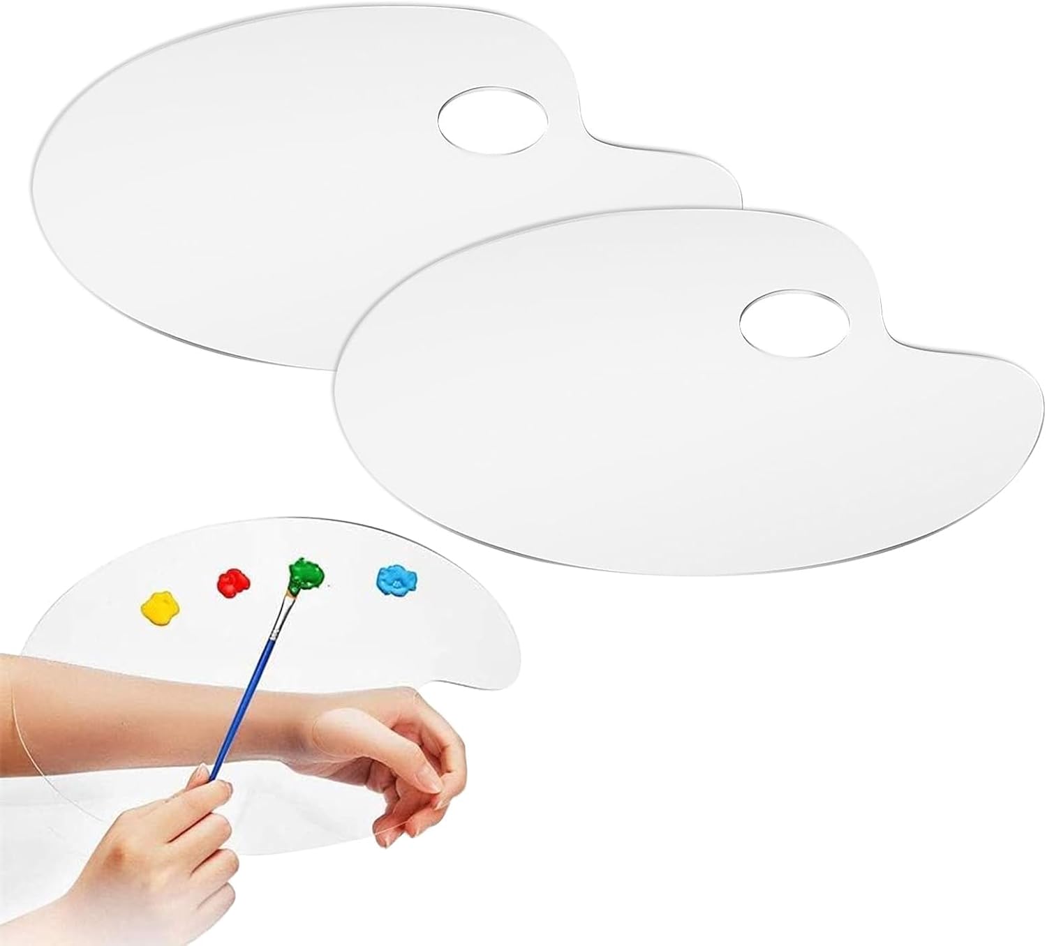 Paint Mixing Palette, Acrylic Oil Paint Palette, 2 Pcs Oil Glass Painting Palettes with Protective Film for DIY Craft Painting Watercolor Acrylic DIY Craft(30 * 20cm Clear)