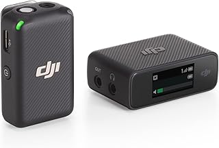 DJI Mic (1 TX + 1 RX), Wireless Lavalier Microphone, 250m (820 ft.) Range, Compact and Ultra-Light, 14-Hour Recording, Wireless Microphones for PC, iPhone, Andriod, Cameras, Vlogs, Live Stream