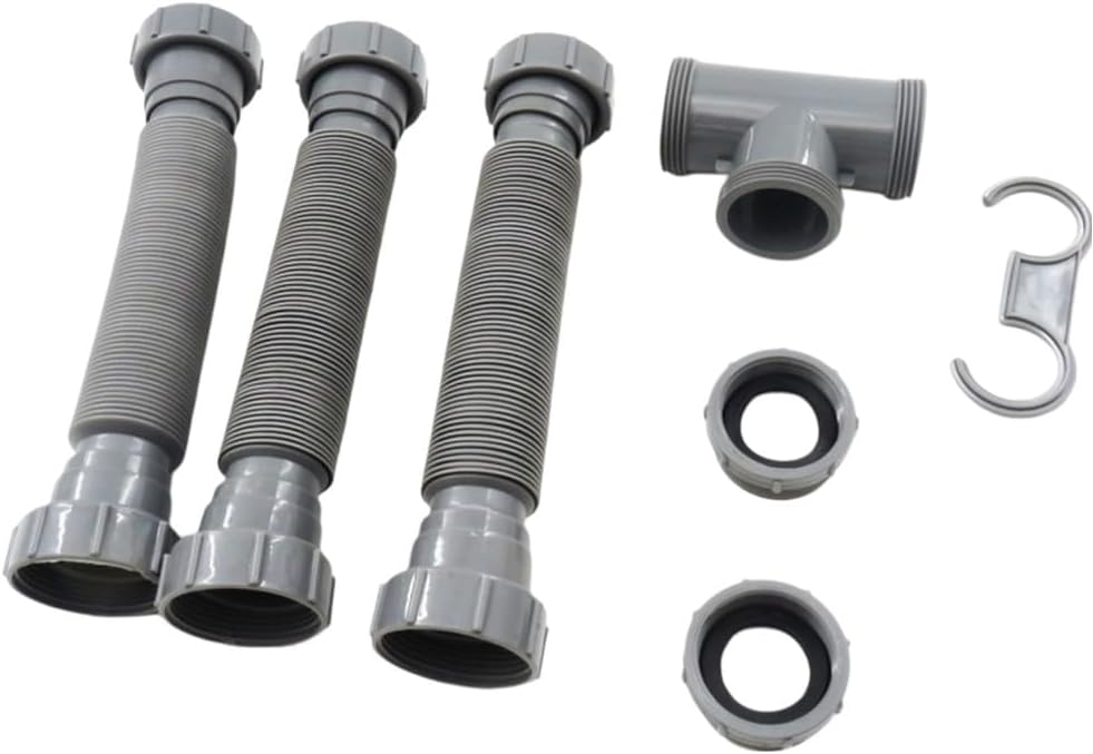Feegow Adjustable Double Sink Drain Kit: Flexible 1-1/2 & 1-1/4 Inch P Trap Sink Drain