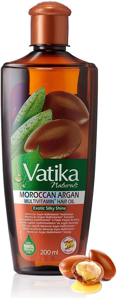 Vatika Naturals Argan Enriched Hair Oil - 200ml | Multivitamin A, E & F | Brilliant Shines, Non-Greasy Formula | For Moisture Soft Hair