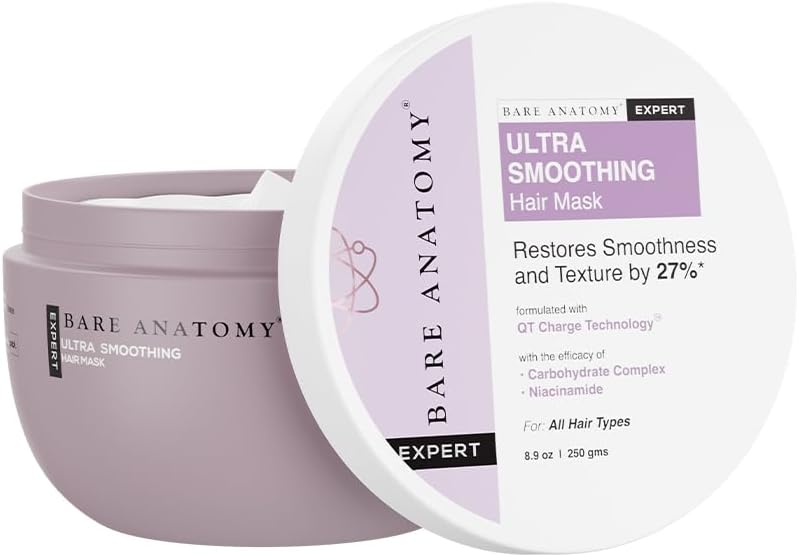 Bare Anatomy Ultra Smoothing Hair Mask Deep Conditioning with Carbohydrate Complex & Niacinamide | For Dry & Frizzy Hair | Sulphate & Paraben Free | For Women & Men | 250 Gm