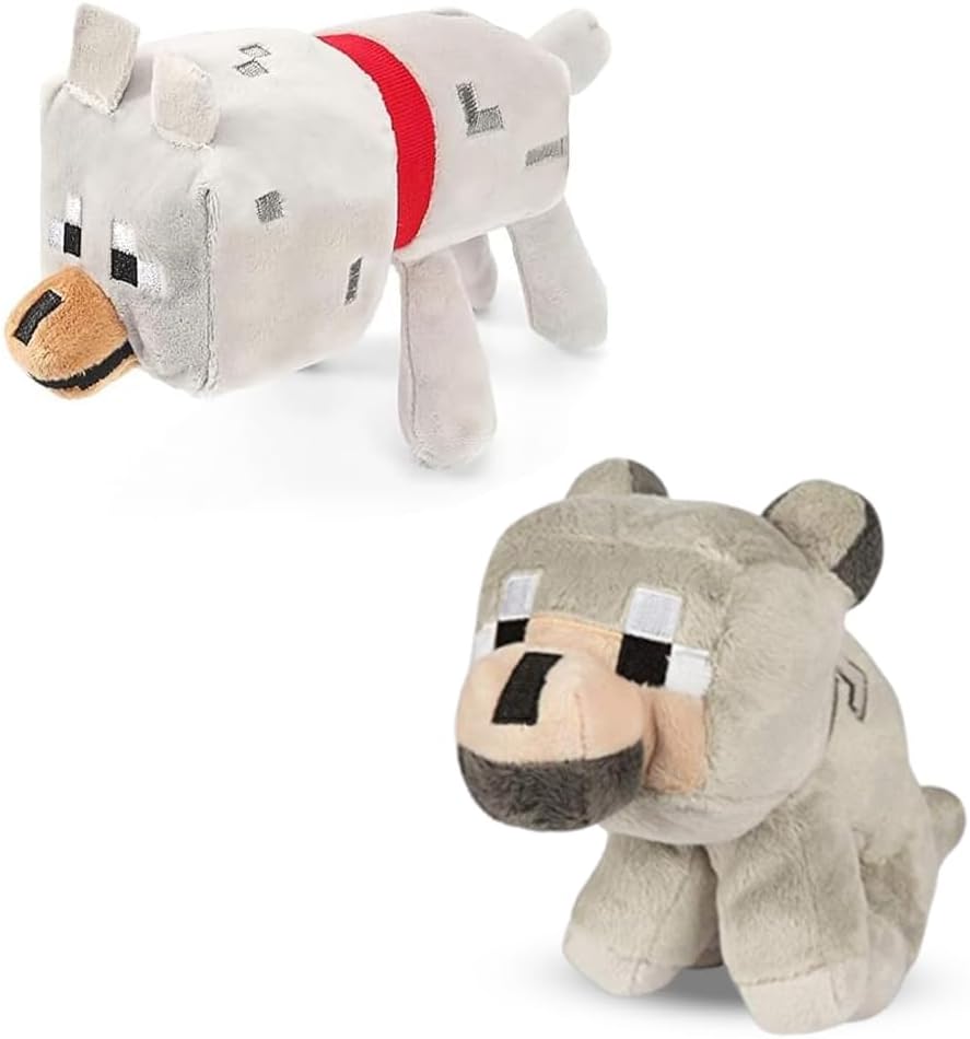Cartoon Character Plushies 2PCS Gray Wolf Plush Doll Cartoon Plush Toy Soft and Cute Wolf Stuffed Animal Figure doll Video-Game Collectible Toy Collectible Gift for Boys Girls And Game Fans 23cm
