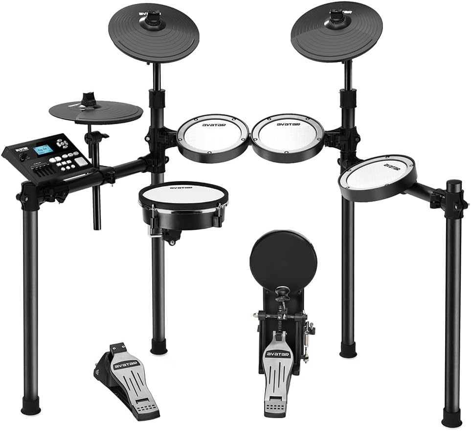 SD61-5 Professional Electric Drum Set Mesh Electronic Drum Kit with 447 Sounds, Dual-zone Snare, Cymbal With Choke, Kick Tower, Support to Add Extra Tom & Cymbal