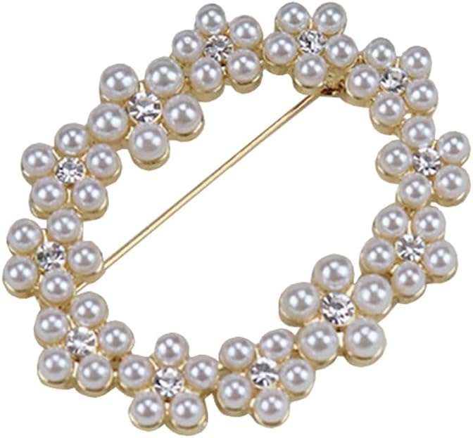 Pearl Wreath Brooch Circle Brooch Pin for Women Pearl Diamond Brooch Pin Suits Dresses Wedding Pin Corsage Elegant Circle Brooch Pin Party Wedding Gifts