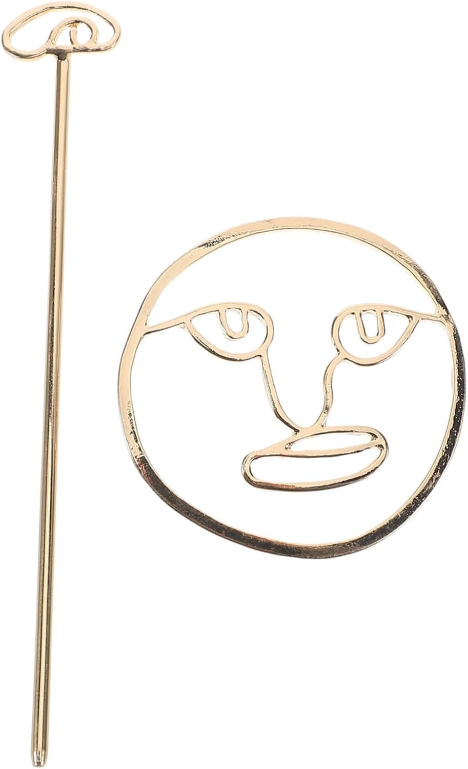 COSMEVIVI Vintage Metal Hair Clip for Women Exaggerated Hollow Face Design Hairpin Minimalist Bun Holder with Stick Unique Chinese Hair Accessory for Bold Styles