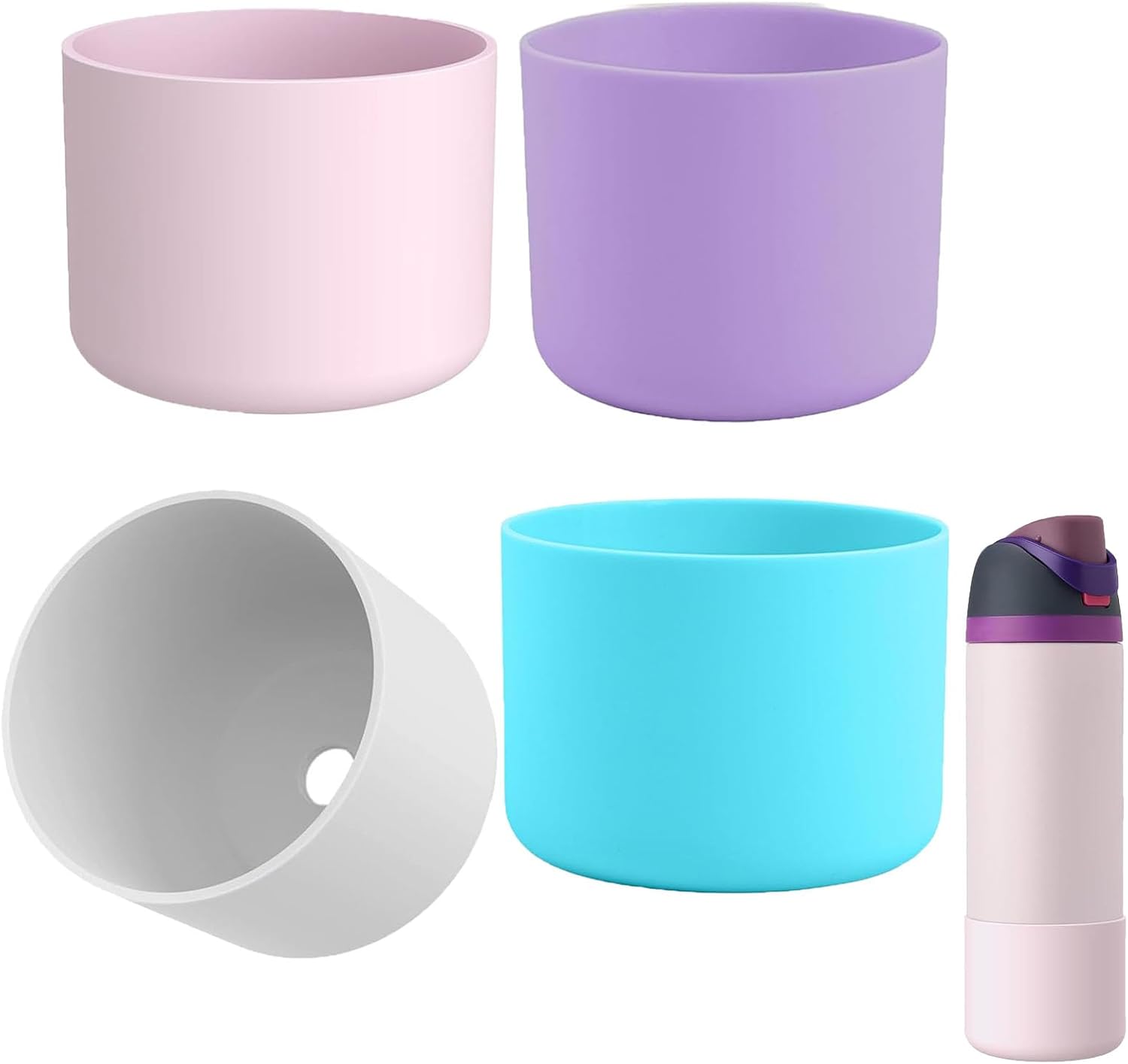 KxrTpx Owala Water Bottle 24oz Silicone Boots 4-Pack, Perfect Fit for Owala Freesip & 24oz, Non-Slip Protective Sleeves (7.5 X 5.5 Cm/2.95 X 2.16 In), Indoor & Outdoor Use