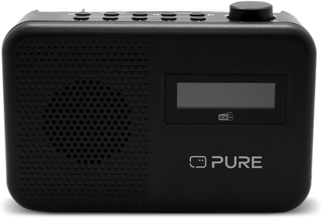 Pure Elan One2 portable DAB+/FM radio with Bluetooth 5.1 (LCD display, 10 preset buttons, can run with 4xAA batteries) Charcoal Black
