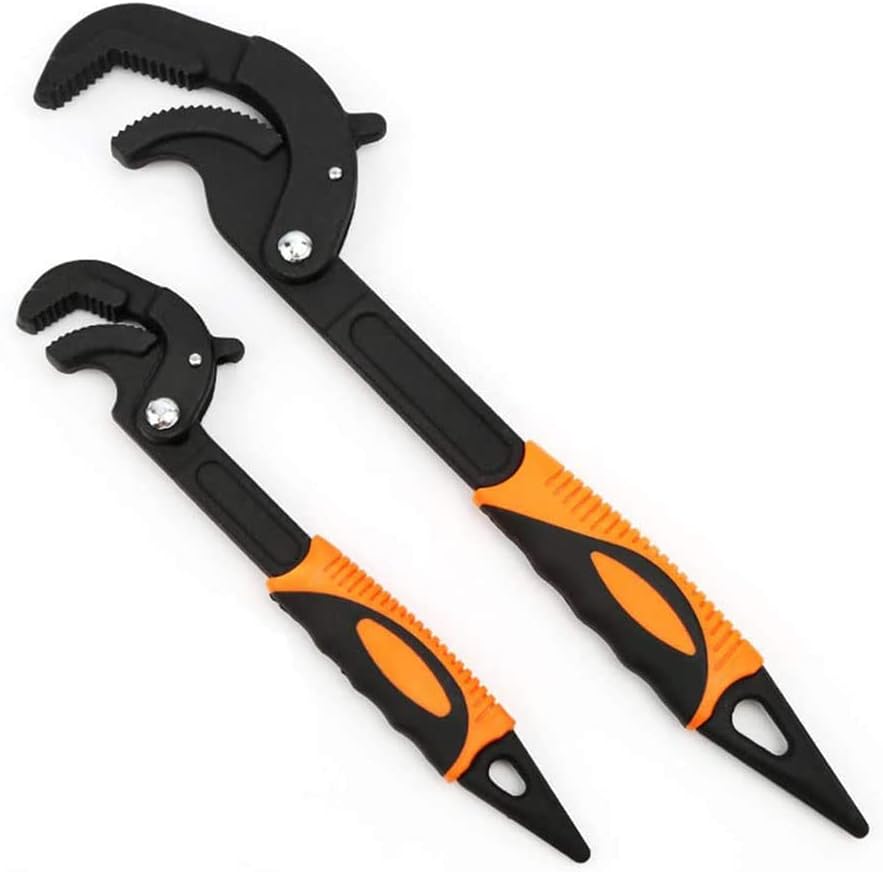 LSLANSOON 2 Pcs Multi-Function Universal Wrench Set Self Adjusting Spanner Quick Power Grip Pipe Wrench for Auto Repair and Home Maintenance