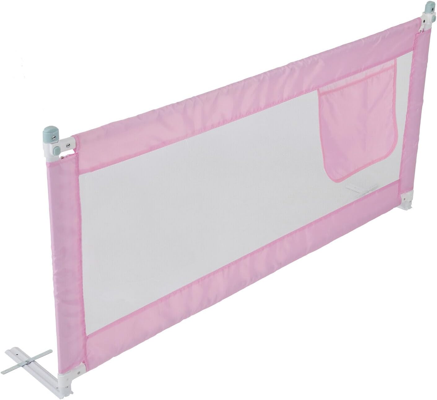 JF HOME BLISS 150cm—180cm Toddler Child Bed Rail Guard With Safe Lock Storage Pocket Easy To Install (Pink, 150cm)