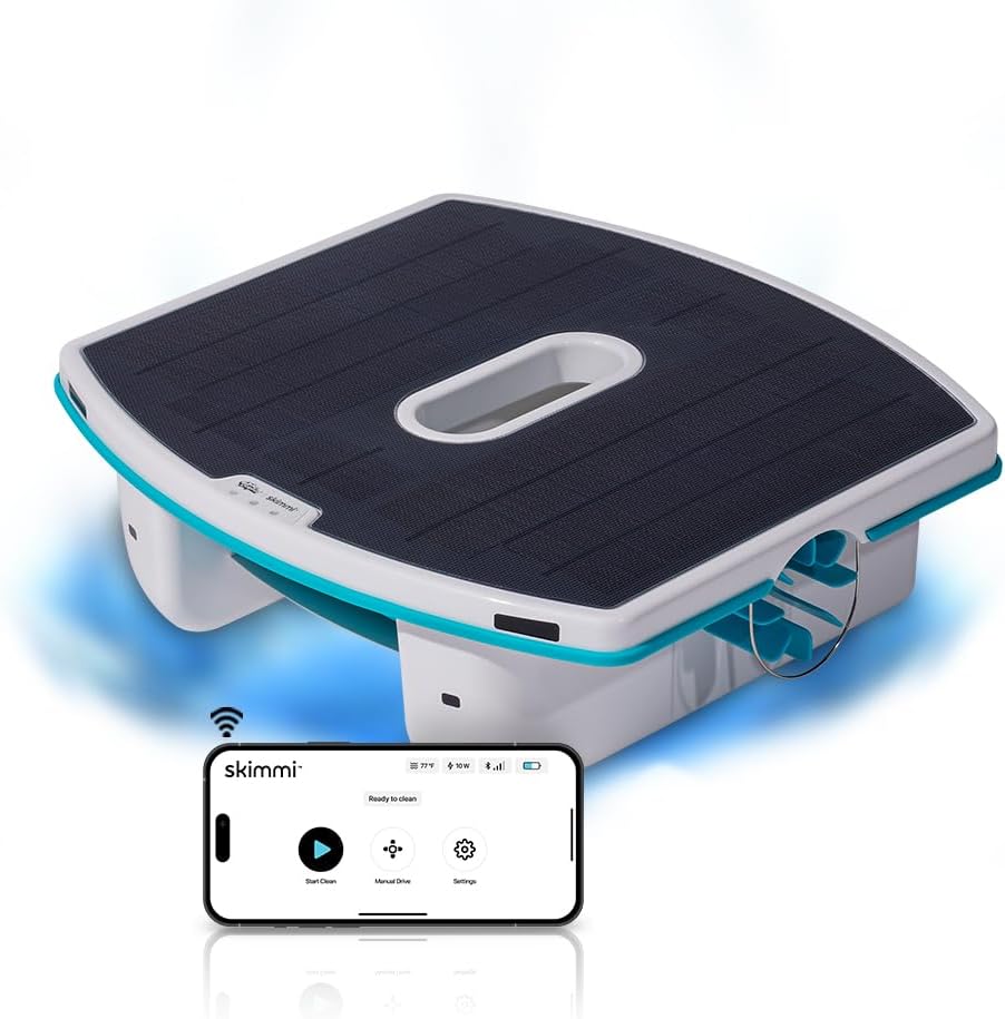 Dolphin Skimmi Automated Pool Skimmer WiFi, Cleans Water Surface with Smart Sensors Solar Charge