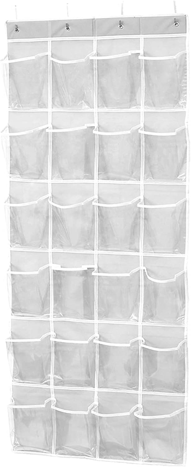 AMOS 24 Pair PVC Pockets Over the Door Shoe Organiser Hanging Shoe Rack Space Saving Holder