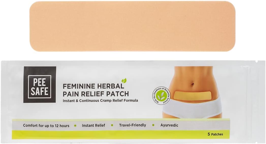 PEESAFE Feminine Herbal Pain Relief Patches (5 Patches) | Instant & Continuous Pain Relief | Period Cramp Relief | Period Pain Relief | Menstrual Pain Relief | Endometriosis Pain Relief | Period Patch