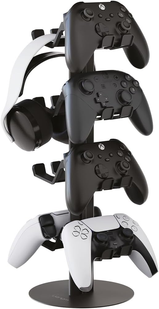 Venom Universal Headset & Controller Stand | 4-Tier Adjustable Metal Organiser for Controllers or Headsets | Gaming Storage Rack for PlayStation, Xbox, Nintendo Switch